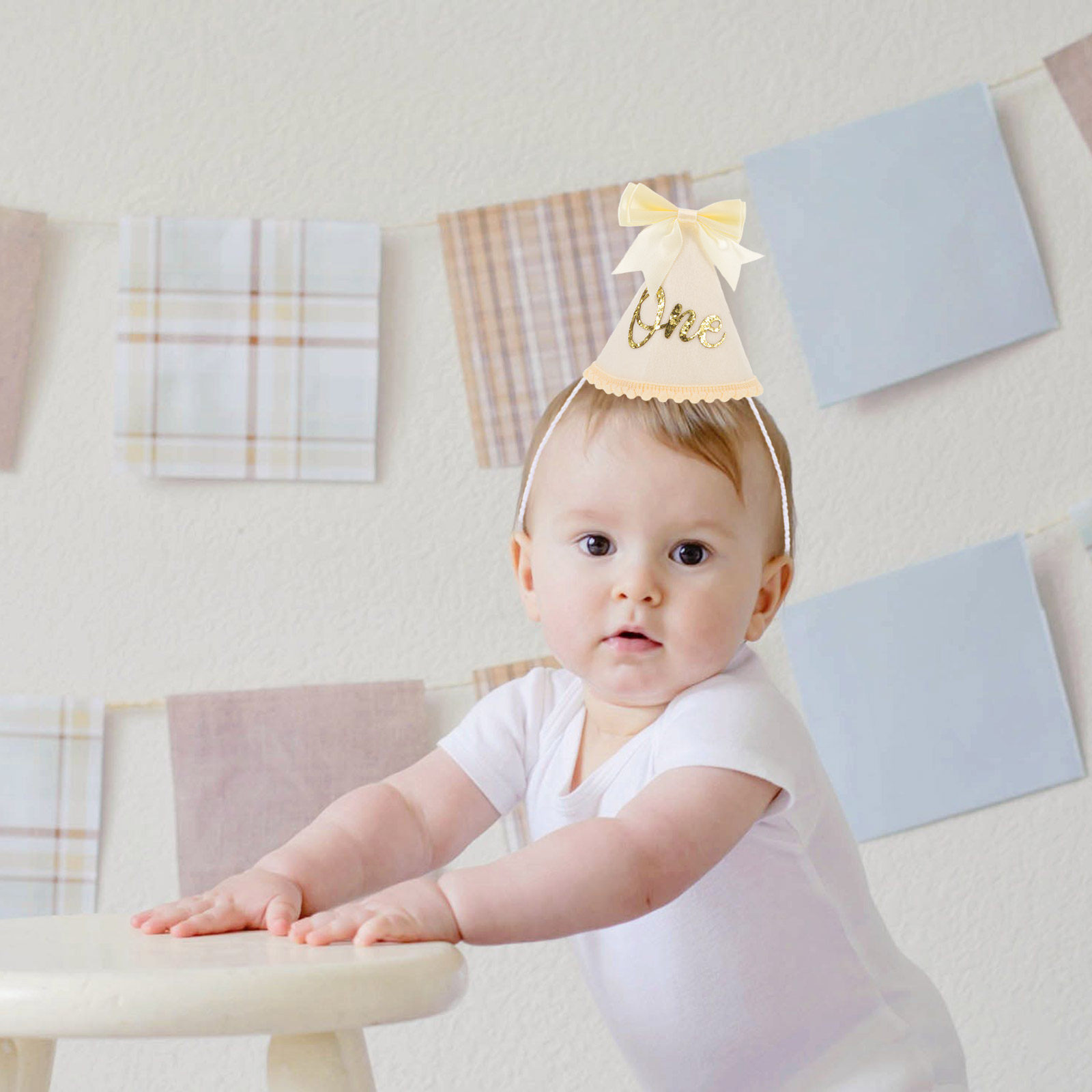 First Birthday Hat Bow Baby Cr - Party Hat Cone ulasan dan harga