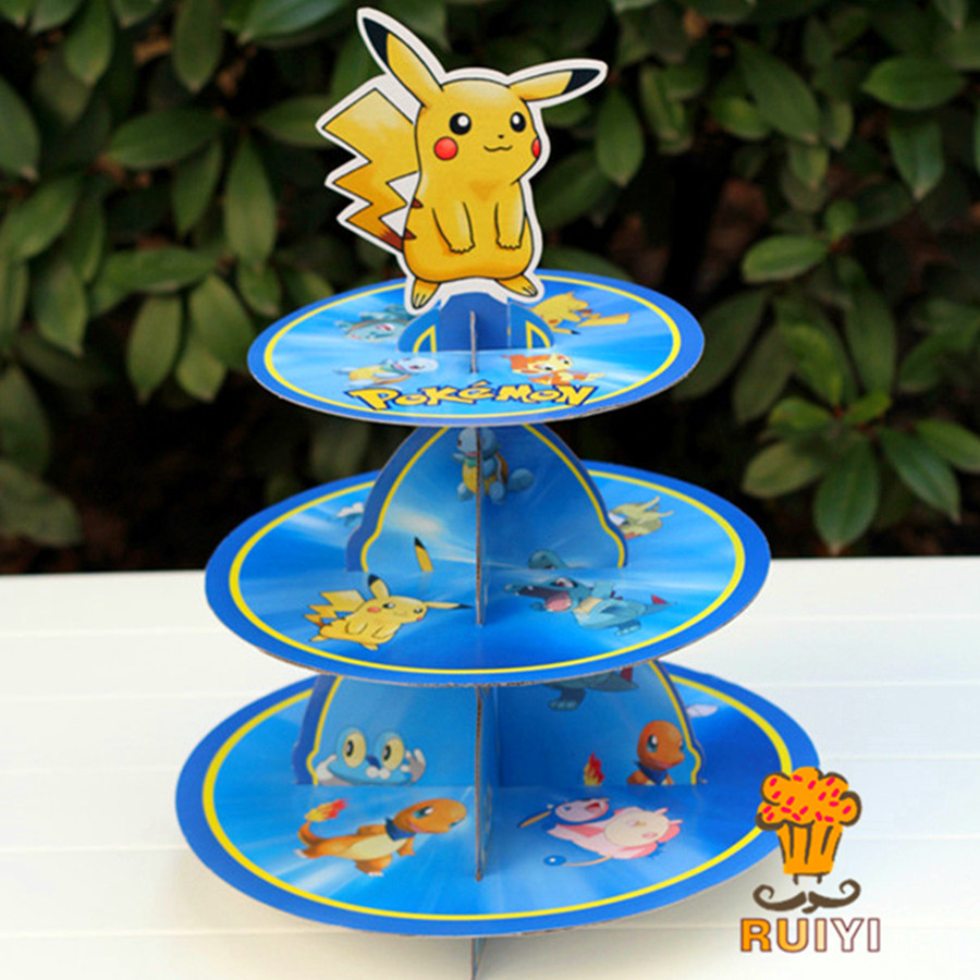 Pikachu Pokemon Three Tier Cak - Cupcake Stand Tier ulasan dan harga