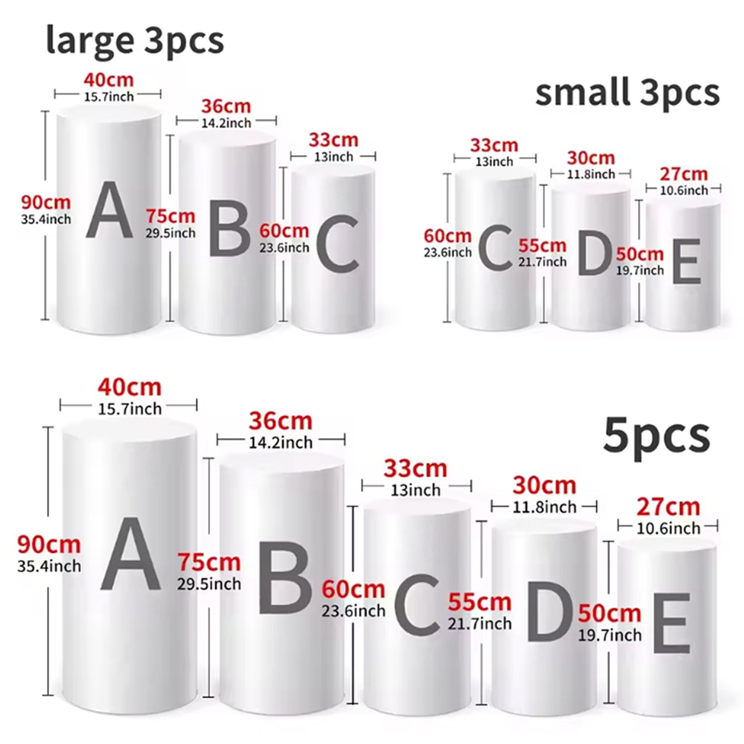Yeele 1PCS/3PCS/5PCS White Cyl - Dessert Table Backdrop ulasan dan harga