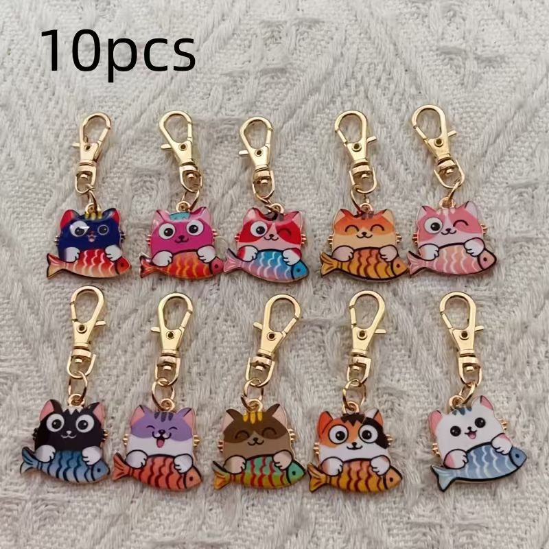 10pcs alloy printed cat keycha - Event Party ulasan dan harga